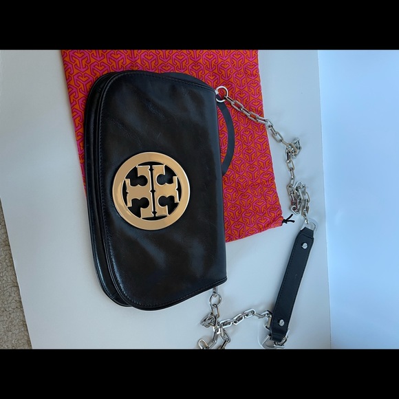 Tory Burch Black Leather Reva Logo Crossbody Bag - Picture 2 of 6